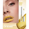 Glitter Lip Gloss Gold, Metallic Shimmer Liquid Lipstick 24 Hours
