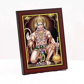 zig zag Lord Hanuman ji Bajrangbali Photo Frame for wall Table Size Small ( 6x8 inches, Acrylic Glass)