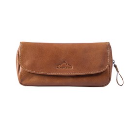 Alpenleder MICHL Pipe Bag (Handmade) Sustainable Organic Leather from Regional Agriculture | Pipe Bag Leather with Extra Compartment for Pipe and Filter Fair Produced (17 x 7 x 6 cm Cognac)