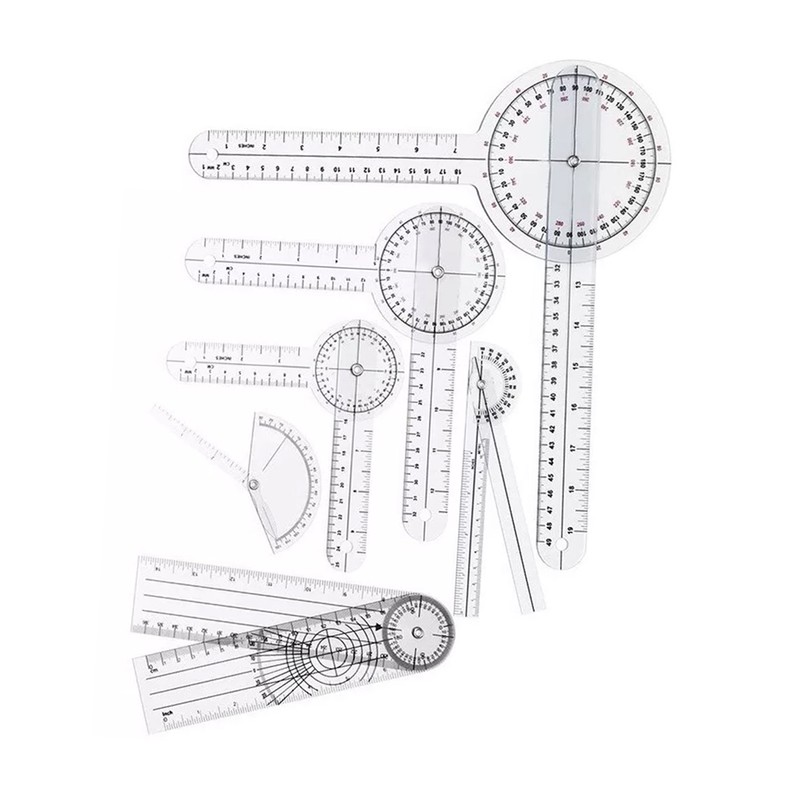 6PCS Medical Goniometer Set PVC Transparent Clear Scale Wear Resistant