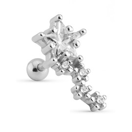 UNIQA Jewels - Helix Piercing Earrings in 925 Sterling Silver, 1 Pair Gold and Silver Cartilage Earrings with Ball Closure for Women and Girls, Hypoallergenic, Nickel-Free Tragus Earring, rhodium,