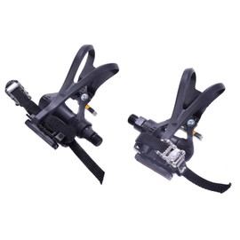 VP PAIR BIKE PEDALS WITH TOE CLIP & STRAPS 9/16” LIGHT WEIGHT BLACK