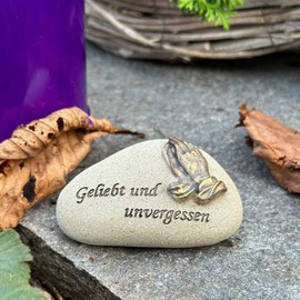 eberin · Urn Grave Cemetery Memorial Stone Praying Hands / Sympathy Saying Loved and Unforgotten [NEW]