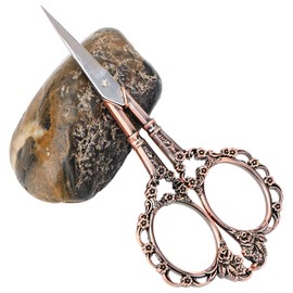 EXLEAD Antique Design Scissor No. 3 Scissors [Genuine] Sewing Scissors, Flower Pattern, Stainless Steel Scissors, Sharp, Craft Scissors, Cloth Cutting and Sewing Tool