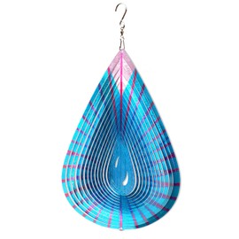 LJlifArt Wind Spinner Blue Water Drop 12 Inch 3D Stainless Steel Worth Gift Laser Cut Hanging Wind Spinners Metal Kinetic Yard Art Decorations Indoor/Outdoor Décor