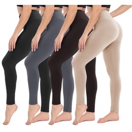 CAMPSNAIL 4 Pack Leggings for Women - High Waisted Tummy Control Yoga Pants with Pockets for Workout Gym Black Capri Leggings