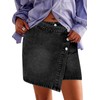 Cicy Bell Womens Jean Skirts Casual Wrap Button Asymmetrical Hem