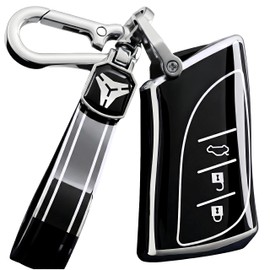 JUNSKY Lexus NX RX UX ES LS LC Compatible with Toyota Smart Key Case Key Cover Stylish Scratch Resistant Lexus Key Holder, black/platinum