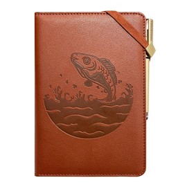 YANGKUANG Fish Journal Gilded Edges Lined Refills Journal Gift Set, Vintage Embossed Faux Leather Travelers Journal Personal Diary Writers Notebook for Men, A5 (Brown Fish)