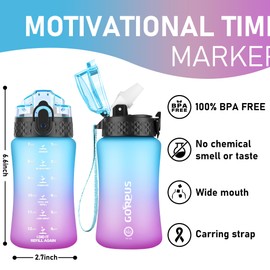 GOPPUS 350ml/12oz Trinkflasche Kinder mit Strohhalm Wasserflasche für Kohlensäurehaltige Getränke BPA-frei Kindertrinkflaschen mit Zeitmarkierung für Mädchen Auslaufsicher Flasche Kids Water Bottle