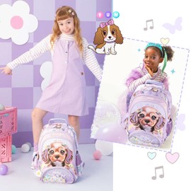 Robhomily Kids Backpack for Preschool Kindergarten Elementary School,16 inch Cute Dog School Backpack for Girls 4-12 years Lightweight Kawaii