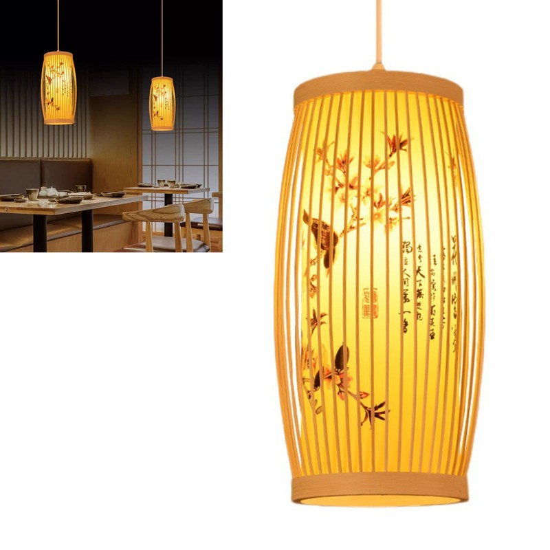 Woven Pendant Light Chinese Japanese Style Retro Rattan Lampshade Pendant