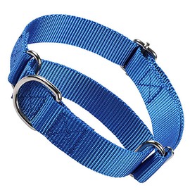 Dog Choker Collar for Large Dogs,Soft Nylon Martingale Collar for Dogs,Training Heavy Duty No Pull Escape Proof No Slip Dog Collar for Small Medium Large Pet Boy Male Dogs,Blue L