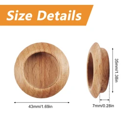 MOROBOR 10 Pack Wood Round Finger Pull, Flush Pull Door Handle Wood Sliding Barn Door Pulls Recessed Kitchen Cabinet Handles Invisible Door Handle