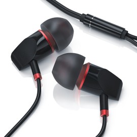 LIAM & DAAN In-Ear Kopfhörer State High End Earphone - EP Power Bass – 3,5 mm Klinkenanschluss - verstärktes Kabel – Knickschutz - In Ears schwarz-rot