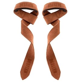 Deselen Leather Weightlifting Straps with Thick Soft Sponge Lining Wrist Loop, Gym Workout Excellent Gripping Deadlift Straps, Great for Bodybuilding