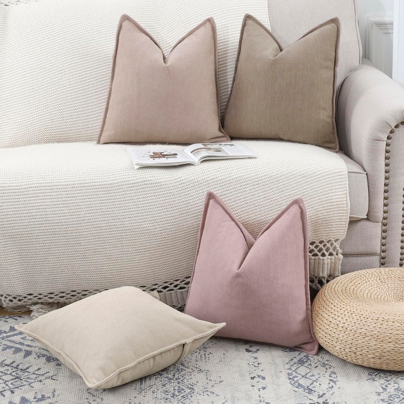 Madizz Set of 2 Simple Chenille Cushion Covers, Soft Decorative