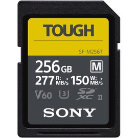 Sony TOUGH-M series SDXC UHS-II Card 256GB, V60, CL10, U3, Max R277MB/S, W150MB/S (SF-M256T/T1), Black