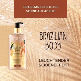 Eveline Cosmetics Brazilianische Körperlotion Shimmer mit Goldglitter & natürlichen Ölen wie Argan, Macadamia und mehr