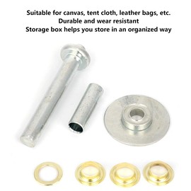 103 Piece Grommet Set Iron Galvanised Tent Eyelets Washer Installation Tool Set + Storage Box 8.9 x 4.3 x 1.2 Inches
