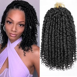 Mscat 8 Packs 22 Inch Pre-twisted Passion Twist Crochet Hair Natural Black Pre-looped Crochet Braids Hair Extension (8packs, 1B#)