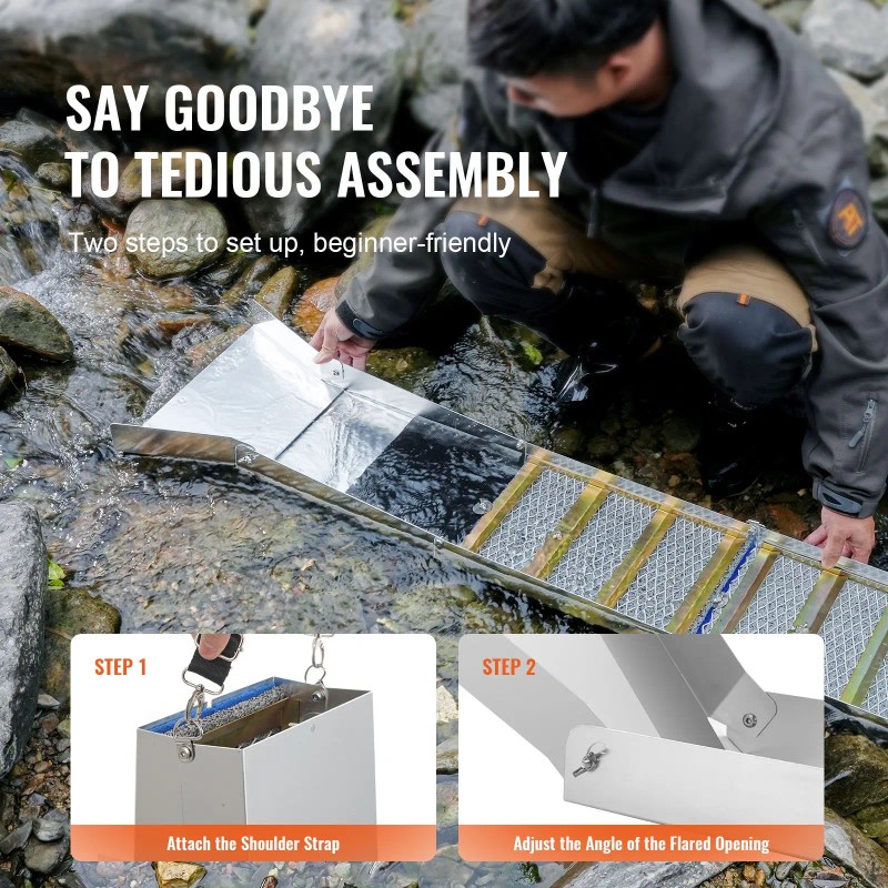 50-Inch 23pc Folding Sluice Box Gold Prospecting Kit 50pc Classifier