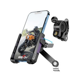 Grefay Soporte para teléfono móvil para Motocicleta, Soporte para Manillar de Moto, Espejo retrovisor, 2 métodos de conexión+1S de desmontaje rápido: con Giro de 360 Grados para Smartphone de 4,0 a