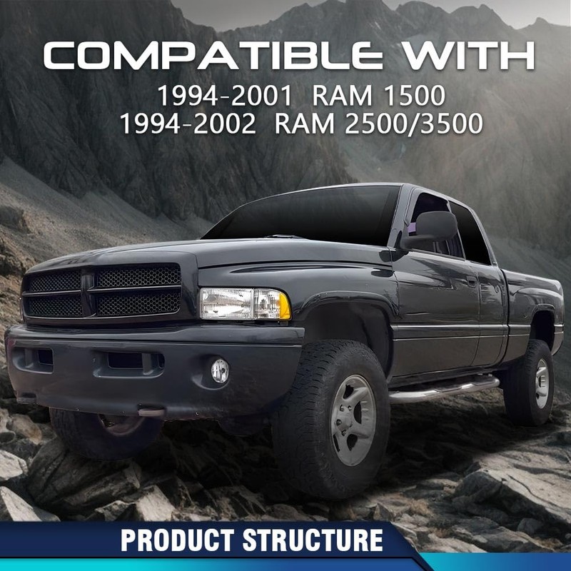 PIT66 Front Bumper Fog Lights Compatible with 1994-2001 Dodge Ram