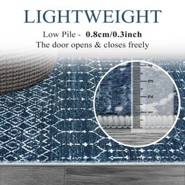 Lahome Moroccan Blue Area Rug 5x7 - Machine Washable Non-Slip Throw Living Room Rugs Ultra-Thin Stain Resistant Soft Rug for Bedroom, Geometric Print Modren Carpet Rug for Dining Room Office Entryway