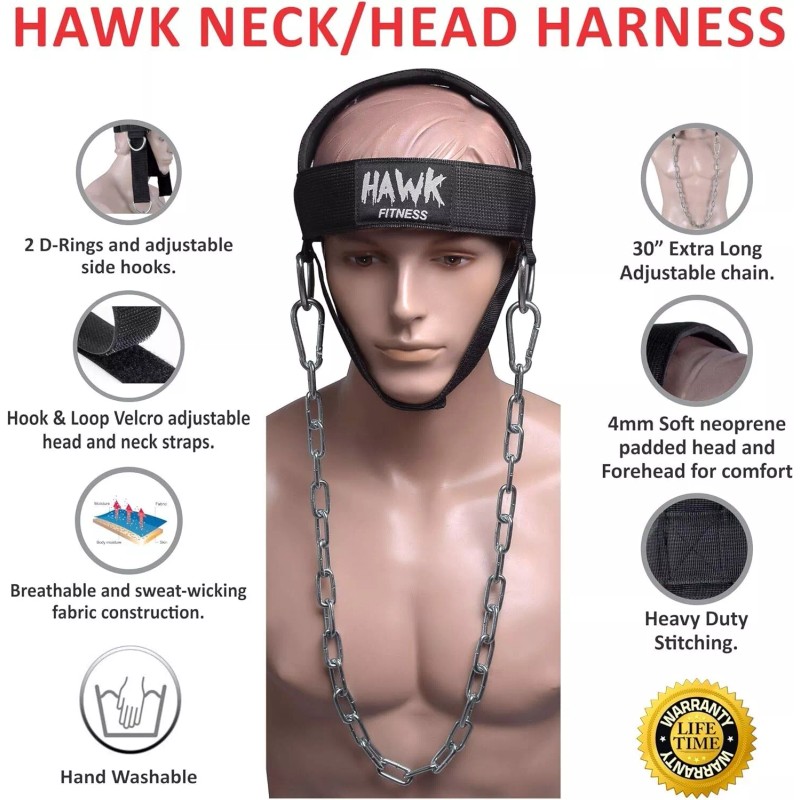 Hawk Sports Neck Harness w/Adjustable Neck Strap & 30" Steel