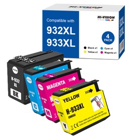 HI-VISION HI-YIELDS Compatible Ink Cartridge Replacement for HP 932XL 933XL 932 XL 933 XL for HP OfficeJet 6600 6700 6100 7110 7612 7510 7610 7620 Printer (Black, Cyan, Yellow, Magenta, 4 Pack)