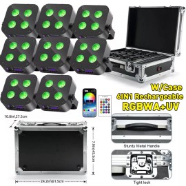 U`King LED 4x25W RGBWA+UV Battery Powered WIRELESS DMX Par Can DJ Uplighting Uplights - Only 2X Rechargeable Par Can