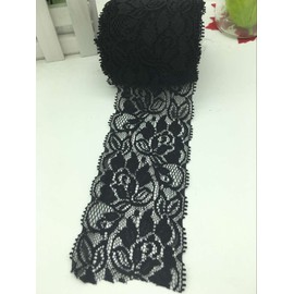 Yulakes 10 Yards White Lace Beading Lace Ribbon Stretch Lace Flower Braid Wedding Lace Trim Decoration Ribbon, Craft, Grinding Tape 7cm Width (Black)