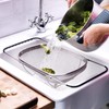 Over The Sink Stainless Steel Oval Colander with Expandable Rubber