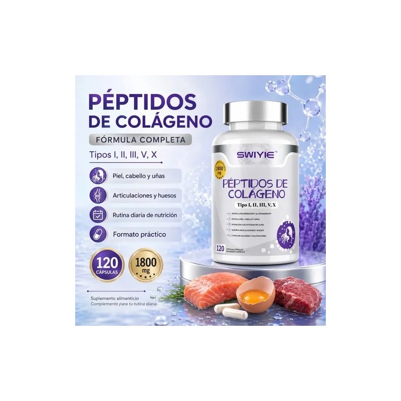Colágeno Hidrolizado 120 Cápsulas Alta Absorción Belleza