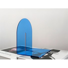 Book End for Heavy Books, Acrylic Clear Bookends Decorative Unique to Hold Books L-Shaped Heavy Duty Color Book Holders Stopper for Shelves Kids (Blue)