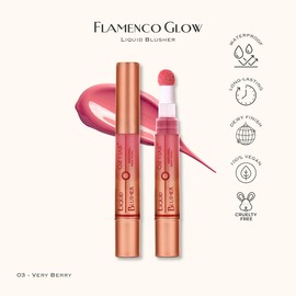 OZ LAB Flamenco Glow Liquid Blush – Very Berry – Deep Berry Shade with Built-in Sponge Applicator – Lightweight, Blendable, Long-Lasting, Vegan & Cruelty-Free, 6ML/0.21 FL.OZ，pack of 1
