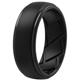 Saco Band Silicone Ring Wedding Band for Men - 8.8mm Width 2.3mm Thick (Black - Size 11.5-12 (21.30mm))