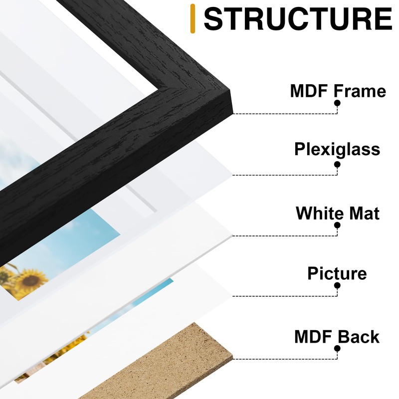 decorUhome 8x16 Picture Frames Collage Wall Decor, Display 3Pcs 5x7