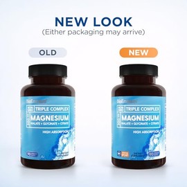 BioEmblem Complejo Triple Magnesio | 300 mg de glicinato de magnesio, malato y citrato | Fórmula quelada de alta absorción | Vegano, sin OMG, sin glut