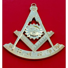 DEURA Past Master 3" MASON Masonic Collar Jewel SQUARE & COMPASS GOLD PLATED
