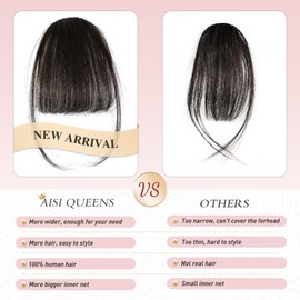 Bangs Hair Clip in Bangs Real Human Hair Extensions Fake Bangs Fringe with Temples Wispy Bangs Hair Extensions for Women Clip Curved Bangs for Daily Wear (Wispy Bangs,Dark Brown)