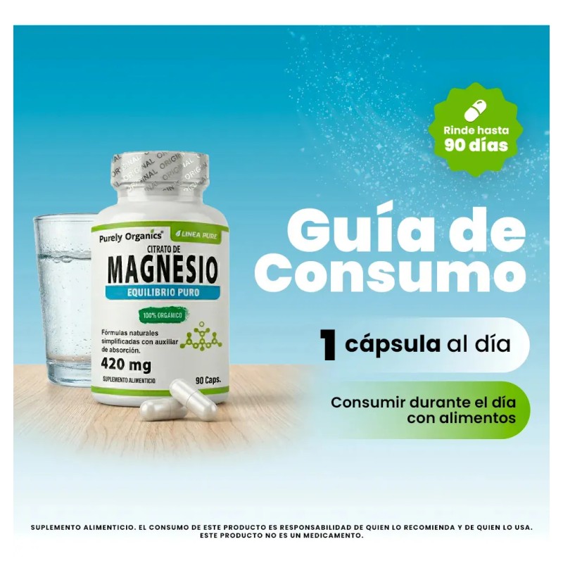 Citrato De Magnesio 90 Cáps Purely Organics