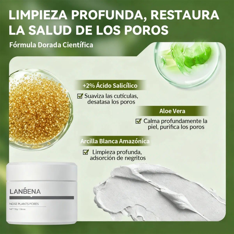 Lanbena Mascarilla Facial Puntos Negros30g Pzs Papel Todo Tipo Piel