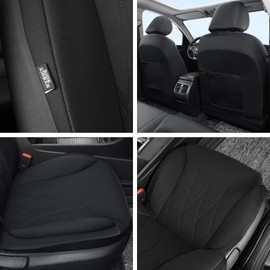 GIANT PANDA Polycotton Front Car Seat Cover, Universal Auto Cloth Seat Protector for Pickup, Truck, SUV (Black-2 Front)