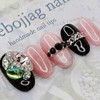 Black Pink Handmade Nail Tips - Lipstick / 블랙 핑크