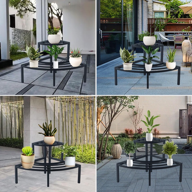 DHYGOTFUR Aluminum 2-Tier Plant Stand Lightweight, Sturdy, and Rust-Free Corner