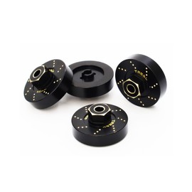 Treal Brass Extended Wheel Hubs (4p) +5mm Axle Counter Weight 12g for Axial SCX24 Deadbolt C10 Gladiator Bronco -Black