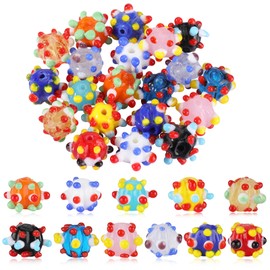 Bumpy Lampwork Glass Beads Bulk for Jewelry Making, 25 Pcs