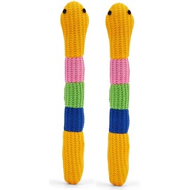 Crochet Snake Cat Toy with Certified Organic Catnip – Soft Crocheted Plush, Interactive Chew & Dental Toy for Cats & Kittens, X-Small (Yellow, 2 Pack)